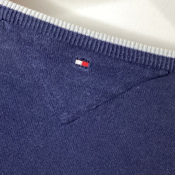 Tommy Hilfiger‎ Golf Sweater Mens XL Blue White Grid V Neck Pullover - Picture 7 of 13